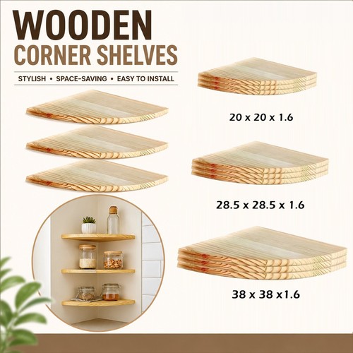 Floating corner shelf pine - shelf,
