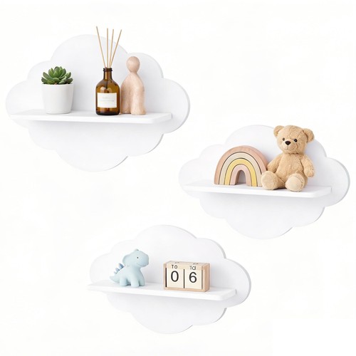 3pcs white cloud floating - white,