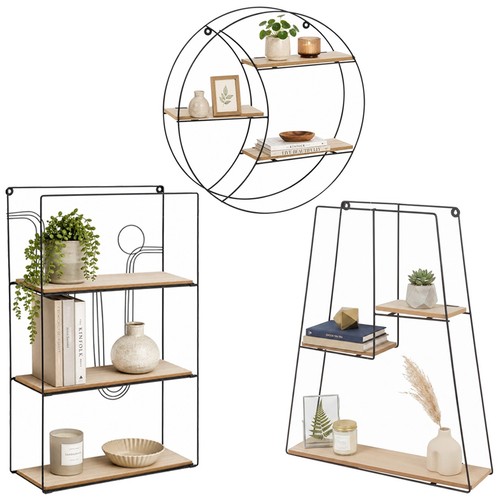 Geometric wire wall shelf - wall,