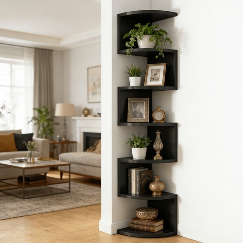 Black tier corner wall - black, 7-tier