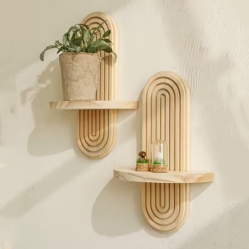 Boho wooden wall shelf - shelf, rainbow