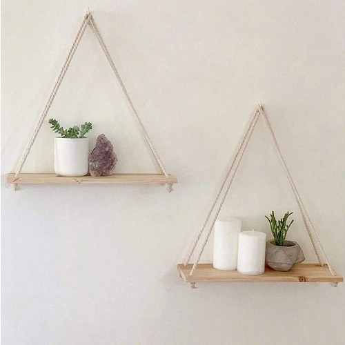 Wooden hanging rope - rope, shelf
