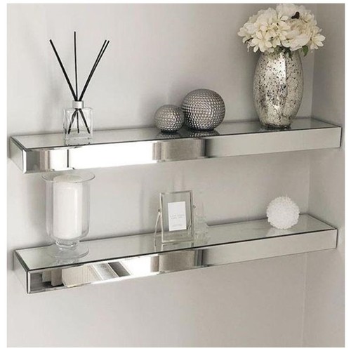 Silver mirrored glass - mirrored, shelves
